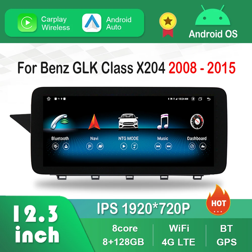 

12.3 inch 4G WiFi GPS Android Car Radio Video Multimedia Player for Mercedes Benz GLK Class X204 2008 - 2015 NTG 4.0 4.5 System