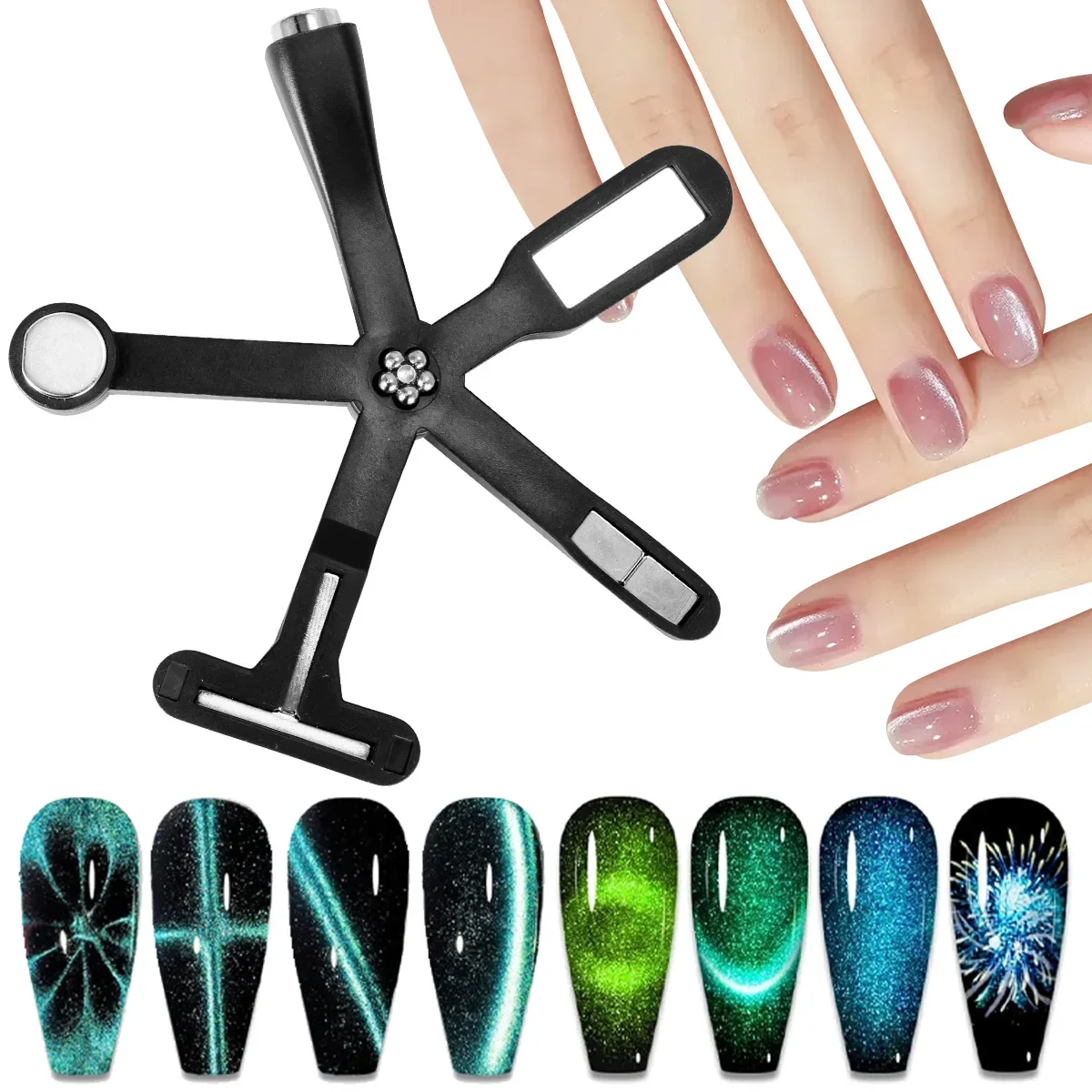

5 in 1 Nail Art Magnet Stick for Cat Magnetic Gel Nails 9D UV Gel Polish Line Strip Multi-function Magnet Board Nail Tools