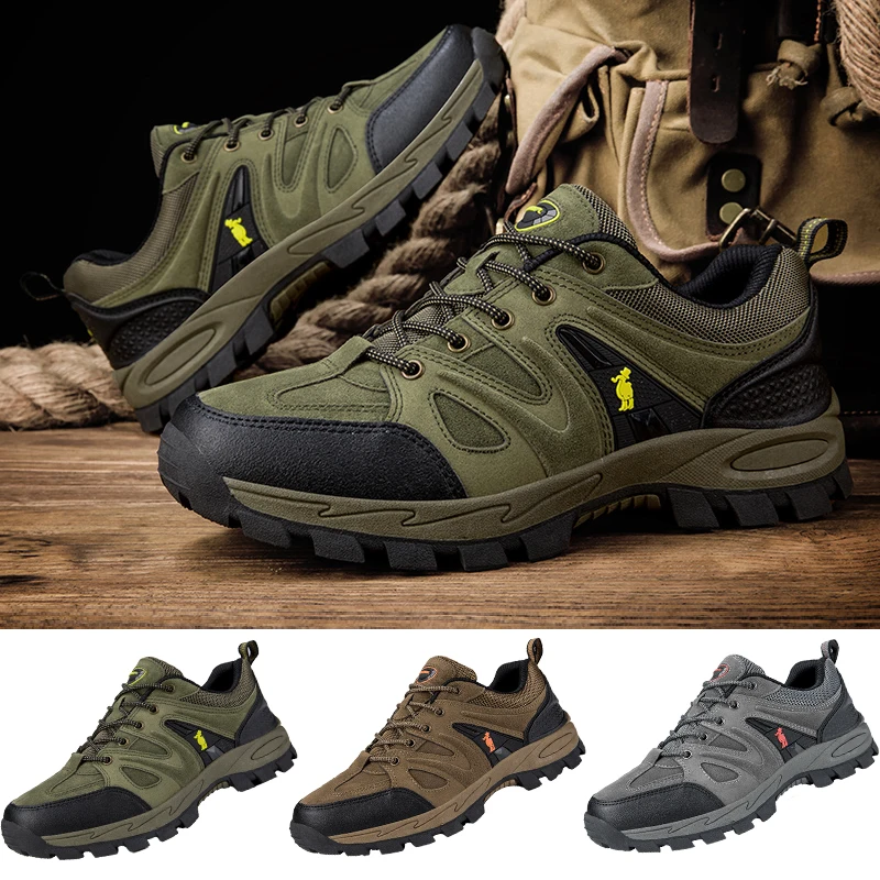 Men's Hiking Shoes Lightweight Outdoor Non-slip Comfy Mountain Climbing Shoes Waterproof Wear-resistant Sporty Classics Sneakers