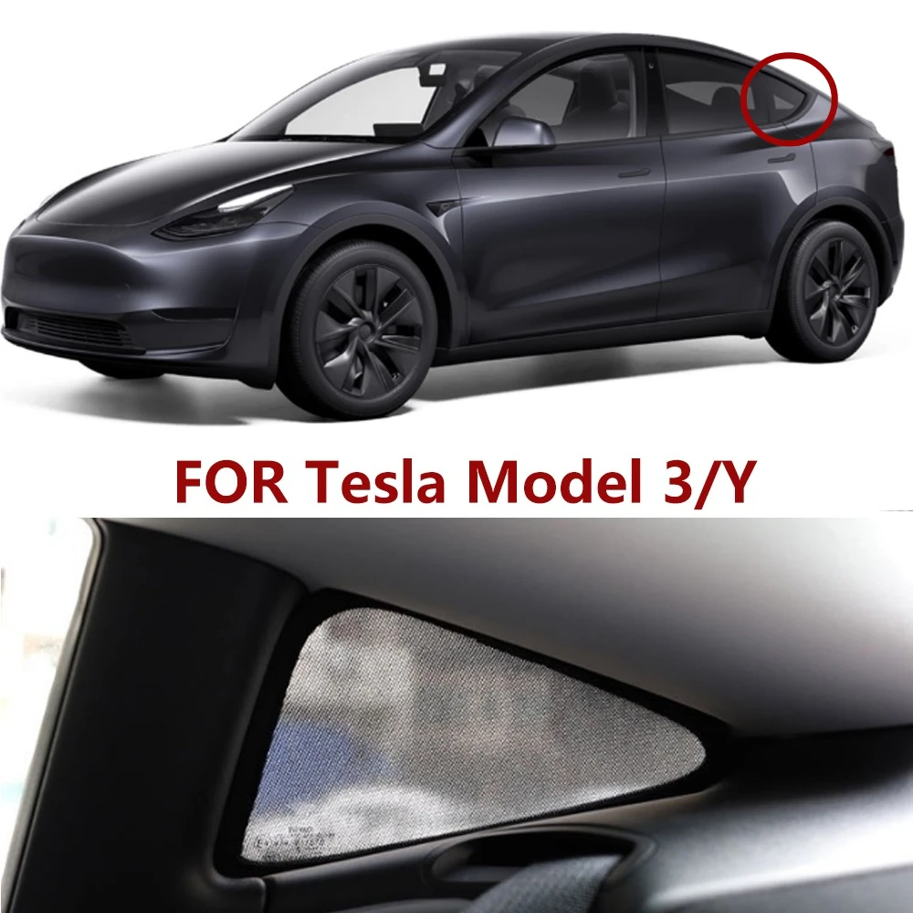 2Pcs Custom Car Window Sunshade For Tesla Model 3 Y Curtain Mesh Rear Triangle Window