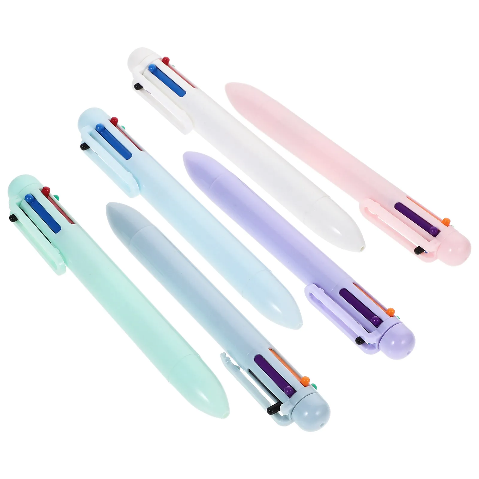6Pcs Six Color Macaron Ballpoint Pens Set Interesting Fun Pen for Students Household Office Daily Use Comfortable Grip Smooth