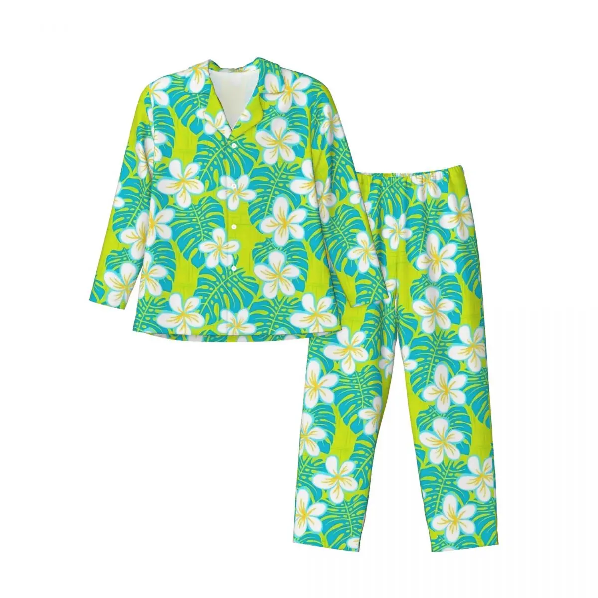 Pigiama Uomo Hawaiano Tropicale Floreale Camera Sleepwear 2 Pezzi Pigiama Vintage Set Manica Lunga Caldo Oversize Abito da Casa