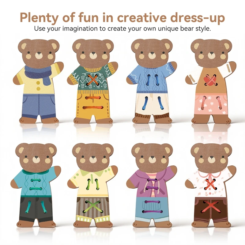 Montessori Baby Boy And Girl The Little Bear Threading Toy Is An Educational And Educational Toy With A Round Little Bear imag