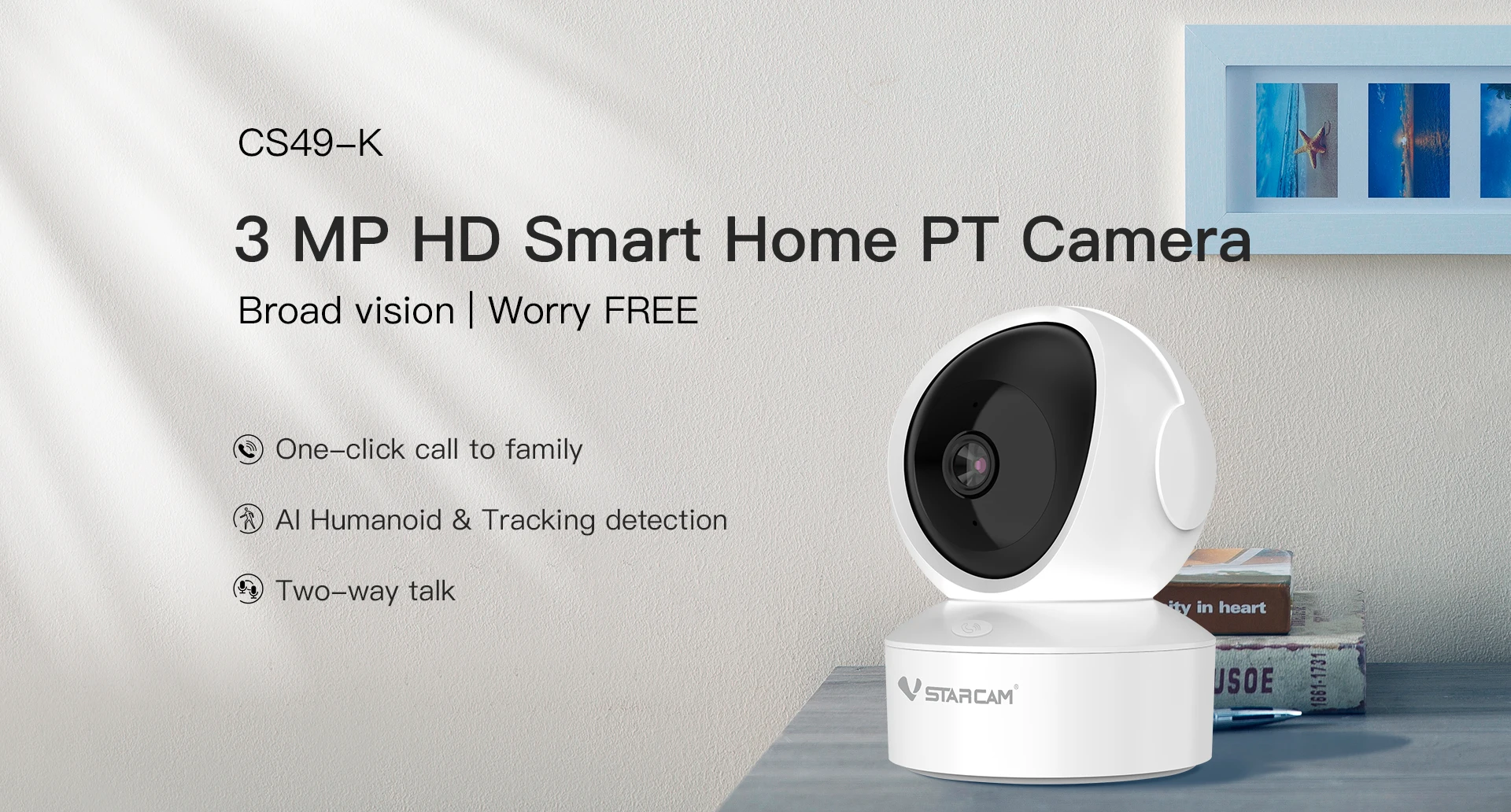 Vstarcam CS49  3MP 1296P Wireless PTZ IP Dome Camera AI Humanoid One Key Call  Home Security CCTV Cry Detection Baby Monitor