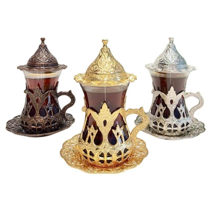 

Turkish light luxury relief hollow metal tea cup coffee cup European court niche