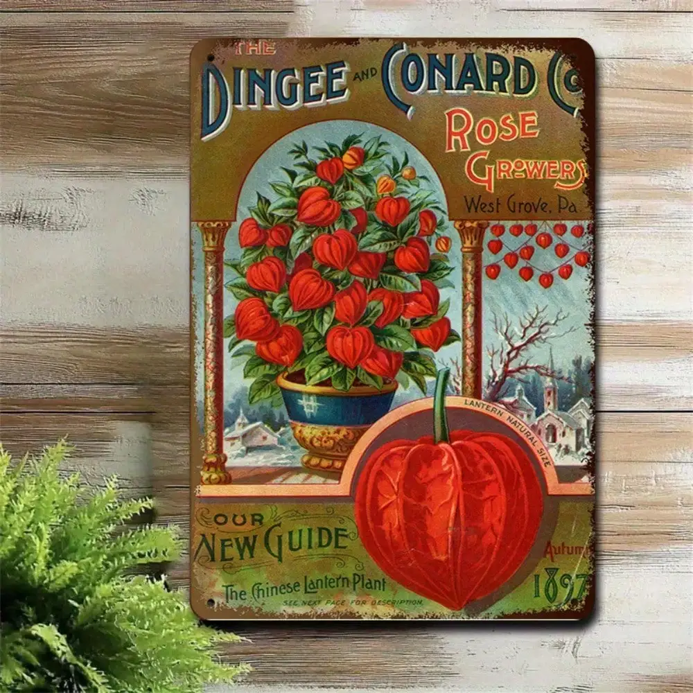 

1PC Vintage Rose Strawberry Tin Sign - Floral/Fruit Decor for Home/Garden, 8x12in/20x30cm