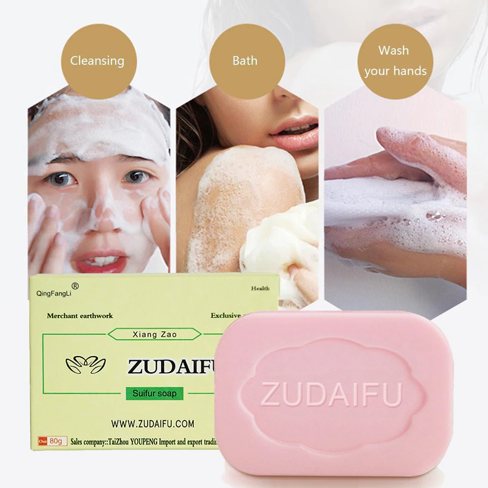 1~10PCS Zudaifu Sulfur Soap Cleanser Oil-Control Cure Psoriasis Face Whitening Sulfur Soap Skin Peel Cleanser Handmade Soap