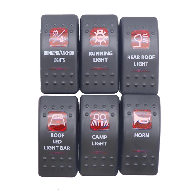 Red Led 12V /24V Rocker Toggle Led Light Bar Waterproof Rocker Switch 5Pin Car Boat Marine Yacht Toggle Rocker CAMP LIGHT Switch