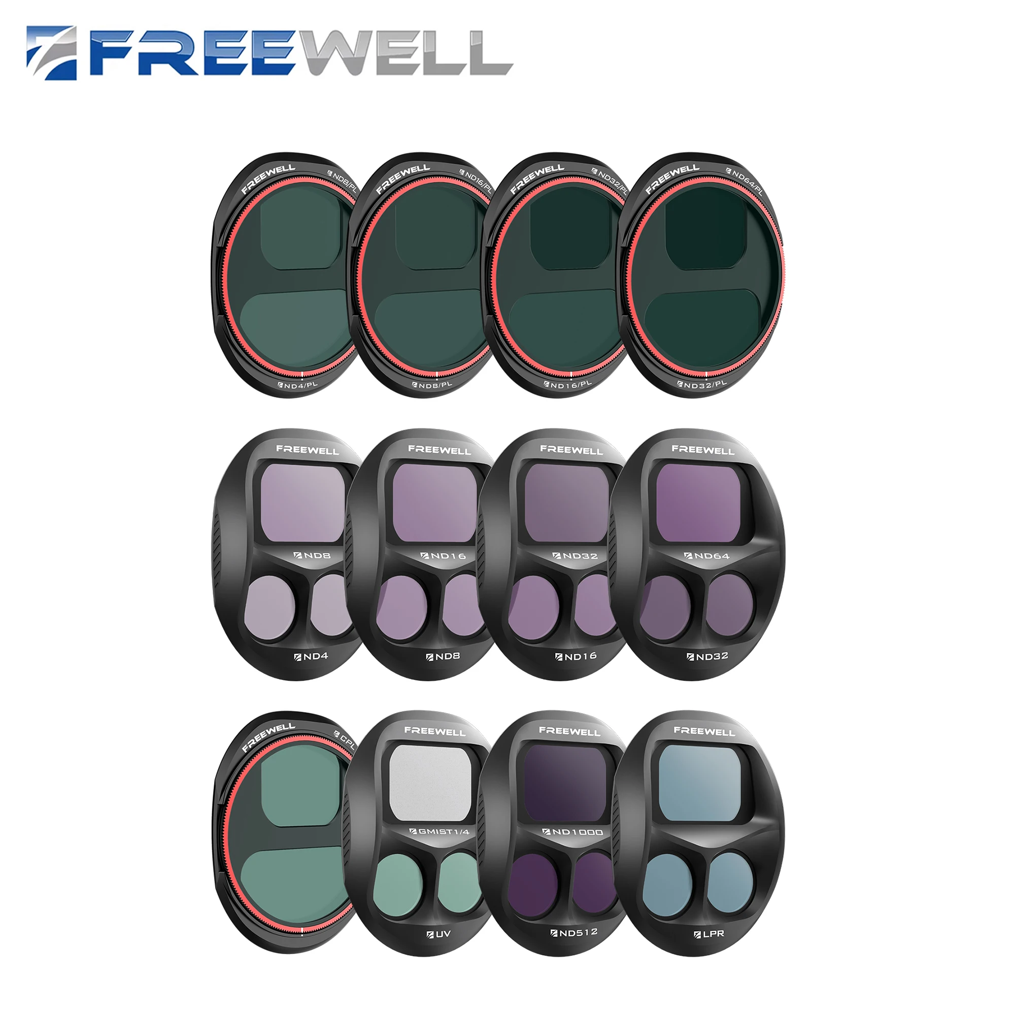 Freewell 12 Pack Camera Filters Kit for DJI Mavic 4 Pro, CPL, Glow Mist, LPR, ND/PL, ND Filter Cameras Photography Accessories