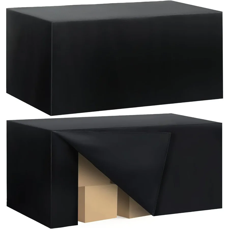 

2 Pack Fitted Tablecloth for 6 Foot Rectangle Tables 72 x 30 Inch Black Table Covers Water Resistant Polyester Table Cloth for