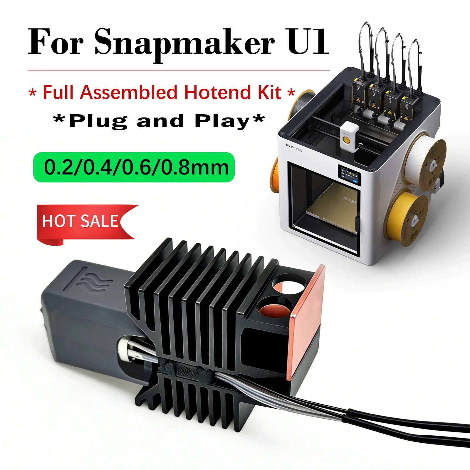 

Nano-Coating Upgraded Hotend For Snapmaker U1 Hot End 0.2 0.4 0.6 0.8mm 24V48w Ceramic Block Kit High Flow J Head For U1 printer