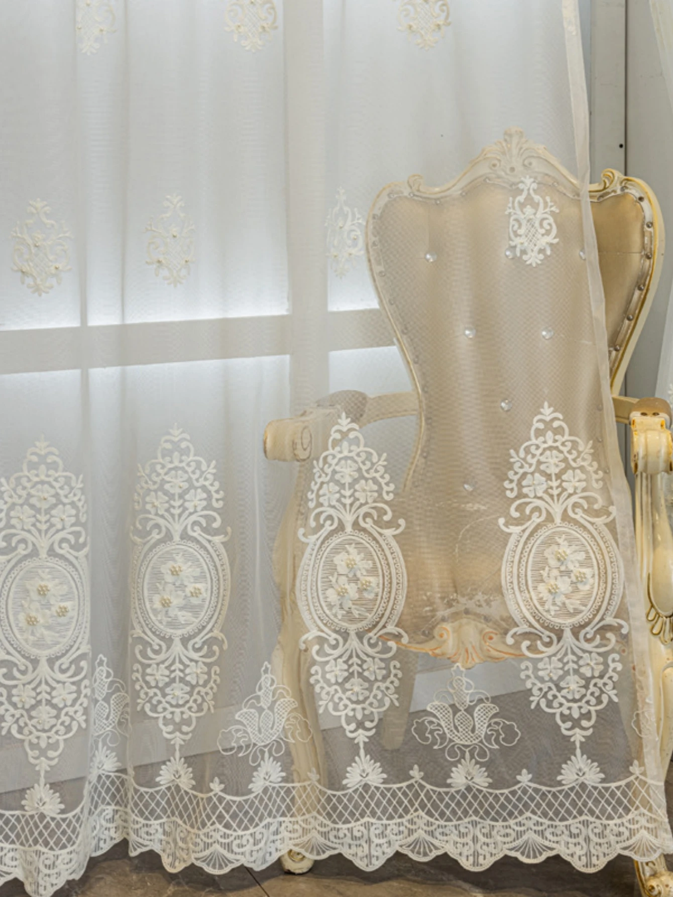 1pc European style curtains, petal shaped embroidered curtains, bedroom, living room, dining room, kitchen decoration,