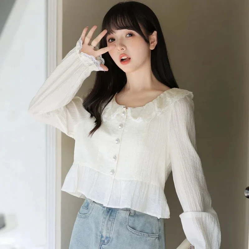 

Рубашка с длинными рукавами и рюшами для шикарного нишевого топа для женщин