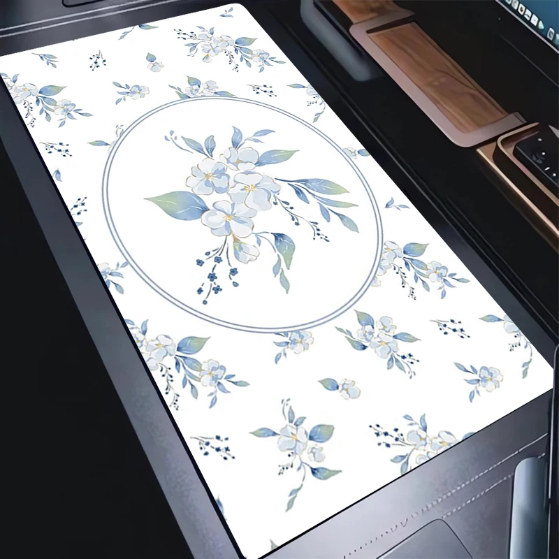 

Gaming Extended Mouse Pad Gamer PC Computer Kawaii Keyboard Pad Vintage Flower Pattern Desk Mat Offices Interior Accessories Rug