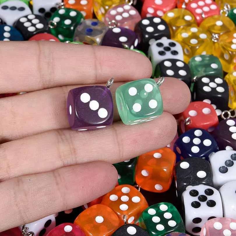 10/30/50/100pcs/Lot Resin Transparent Dice Charm Games Dice Pendant For Jewelry Making  DIY Earrings Pendants Craft Accessories