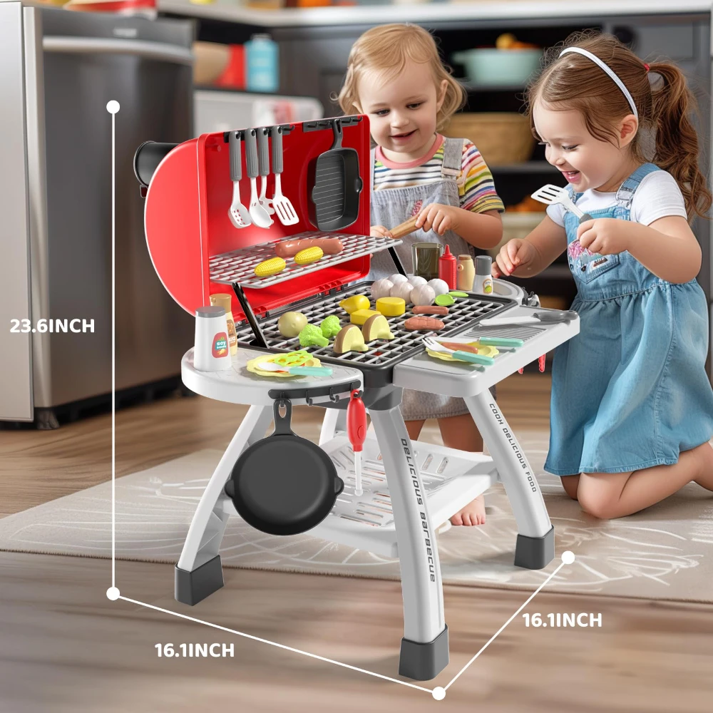 WizKidz Kinderkeuken Speelset BBQ Grill Fantasiespel Speelgoed voor kinderen vanaf 3 jaar Peuterkeuken Cadeaus voor jongens Meisjes Verjaardag Kerstmis