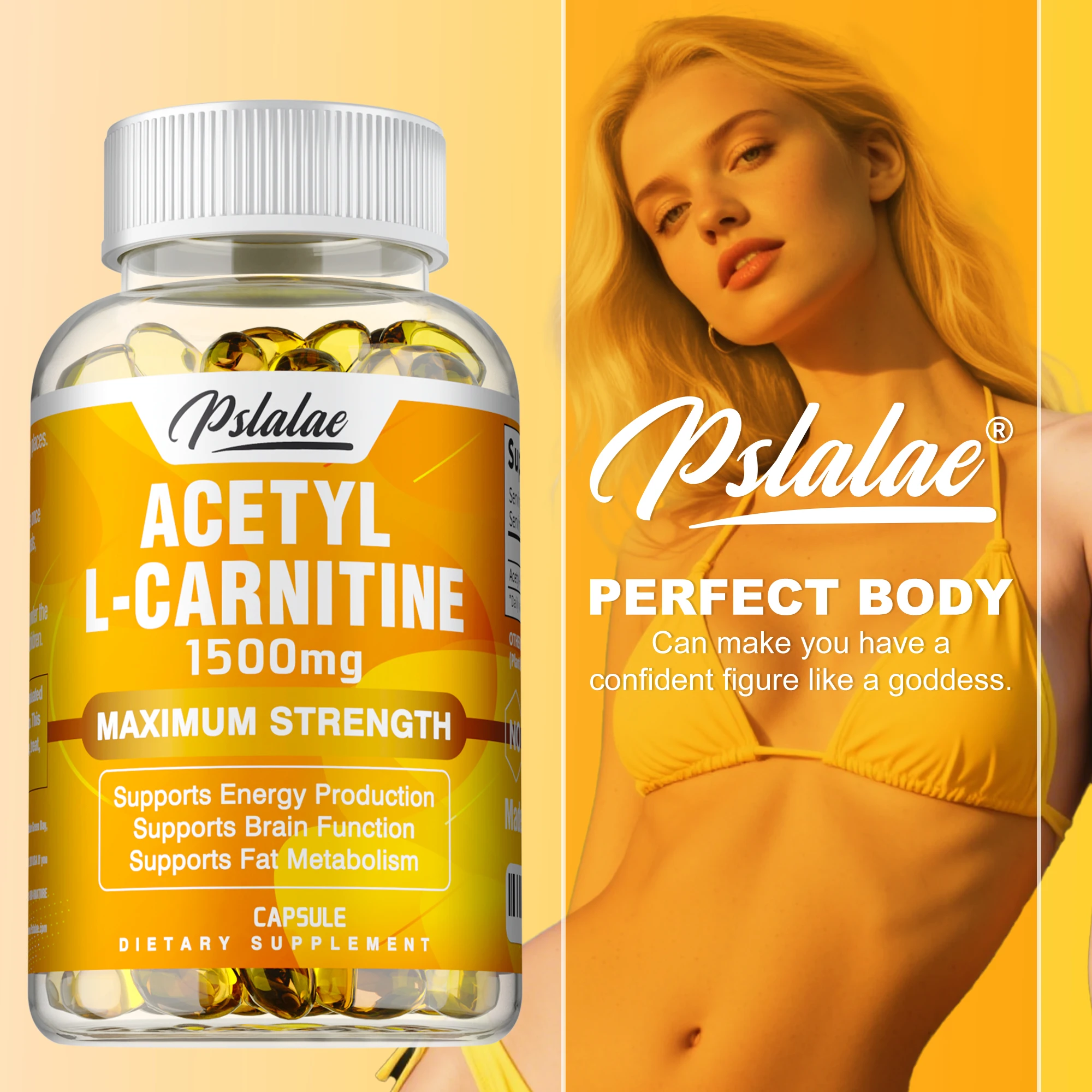 

Acetyl-L-Carnitine Capsules - Boosts Energy, Enhances Memory and Concentration, Supports Heart and Brain Health, Metabolism