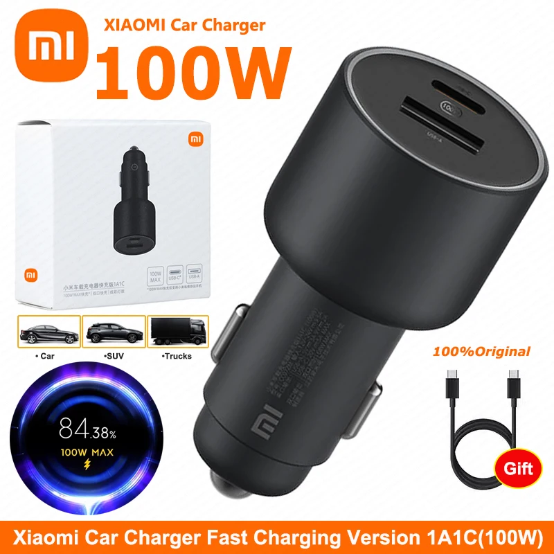 Xiaomi Charger Original 120W 100W 67W Car Charger Turbo Fast Charging USB Type C Port Auto Cargador Mi 13 13t Pro Redmi note 12