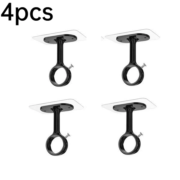 4/6pcs Waterproof Transparent ABS Curtain Rod Ceiling Bracket Self Stick Punch Free Accessory For Bathroom Window Curtain Pole