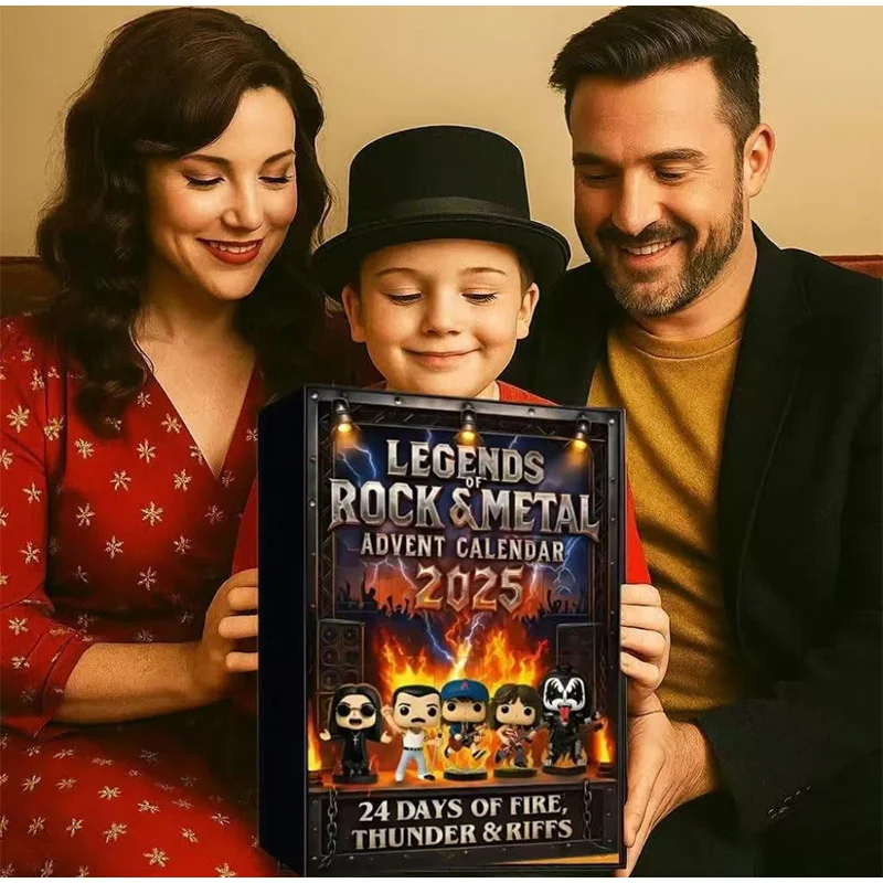الإبداعية موسيقى الروك موضوع عيد الميلاد التقويم 2D شقة الاكريليك مبدع شخصيات الموسيقى شجرة عيد الميلاد قلادة تقويم القدوم 2025