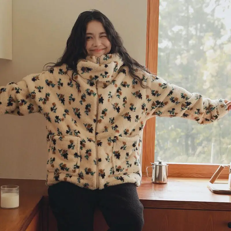 

New Womens Flannel Pajamas Set Winter Thick Coral Fleece Warm Homewear Loungewear Outfit Casual Sleepwear Cute Nightwear Set