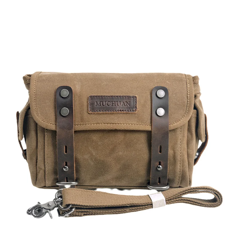 Best-selling vintage waxed canvas motorbike side bags and bicycle rear bags, ideal for motorbike rides and storage messenger bag