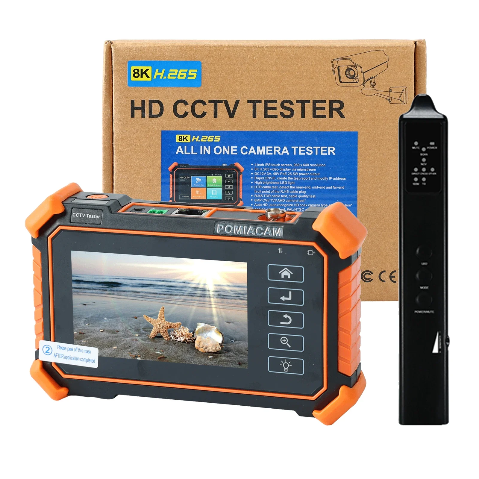 

IPC-1910C 4 Inch CCTV Tester IP Camera Monitor 8K H.265 Main Stream Test 8MP AHD CVI TVI CCTV Analog Tester Monitor Cable Tracer