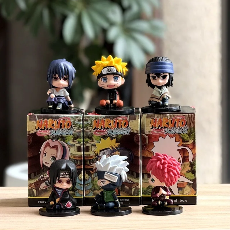 Caja ciega hecha a mano de Naruto, juego completo de versión Q Naruto Sasuke Kakashi, me encanta Luo adornos de dibujos animados muñeca regalo de cumpleaños anime