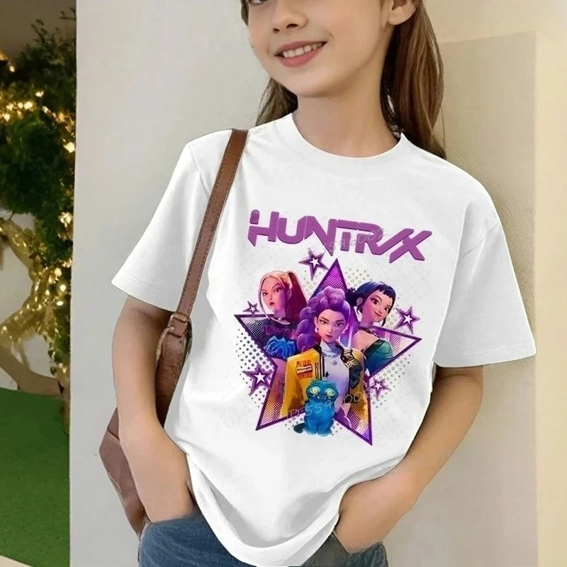 Ropa para niño niña, camiseta de dibujos animados de cazadores de demonios Kpop, regalo divertido para Fans, camisetas geniales Harajuku para niños, camisetas de verano