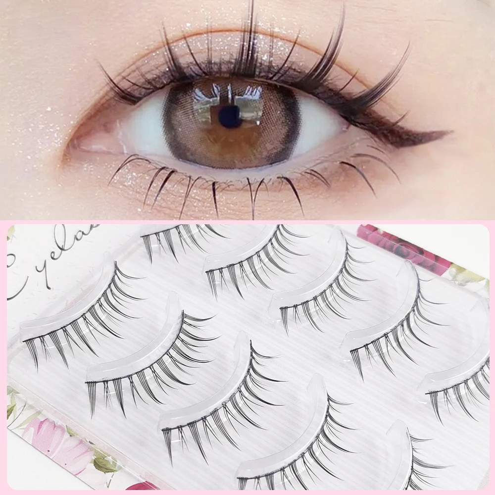 ขนตาปลอมโปร่งใส 5 แถว เหมาะสำหรับชาวเอเชีย สไตล์เกาหลีและญี่ปุ่น สไตล์อีเทอรัลและธรรมชาติ สำหรับแต่งหน้าทุกวัน