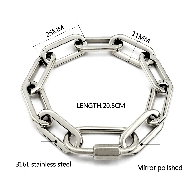 Stainless Steel Thick Chain Bracelet Europe American Style Screw Lock Bracelet Creative Hollow Geometric Design Party Jewelry