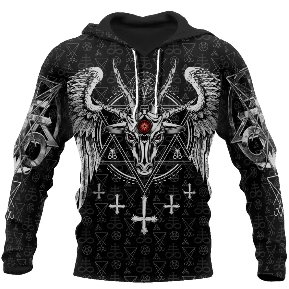 Lord Of Death Satanic Devil 3D All Over Print Men Hoodies Sweatshirt Long Sleeve Fleece Pullover Jacket Autumn Male's Clothing