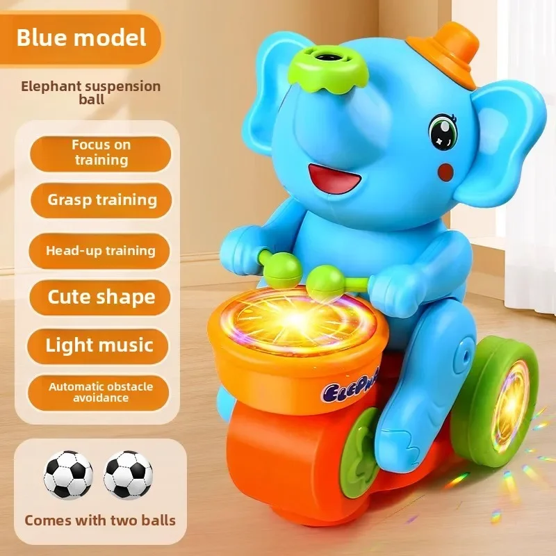 어린이를위한 뮤지컬 워킹 코끼리 드러머 장난감 LED 빛 음악 감각 활동 장난감 학습 교육 장난감과 뮤지컬 장난감
