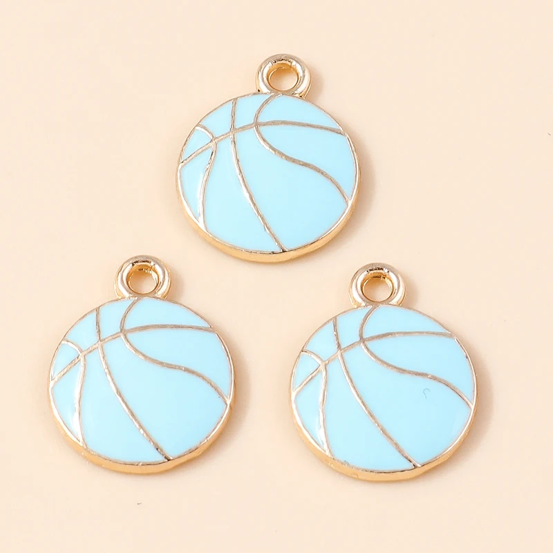 20 Stück 13 x 16 mm niedliche Sport-Charms, Emaille, Basketball-Charms, Anhänger für Schmuckherstellung, Halsketten, Ohrringe, DIY-Bastelzubehör – Detail 5
