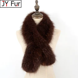 Hot Koop Vrouwen Winter Warm Natuurlijke Vos Bont Sjaal Ring Knit Real Fox Fur Lady Fashion Halsdoek Sjaals Vrouwen Real bont Bandana