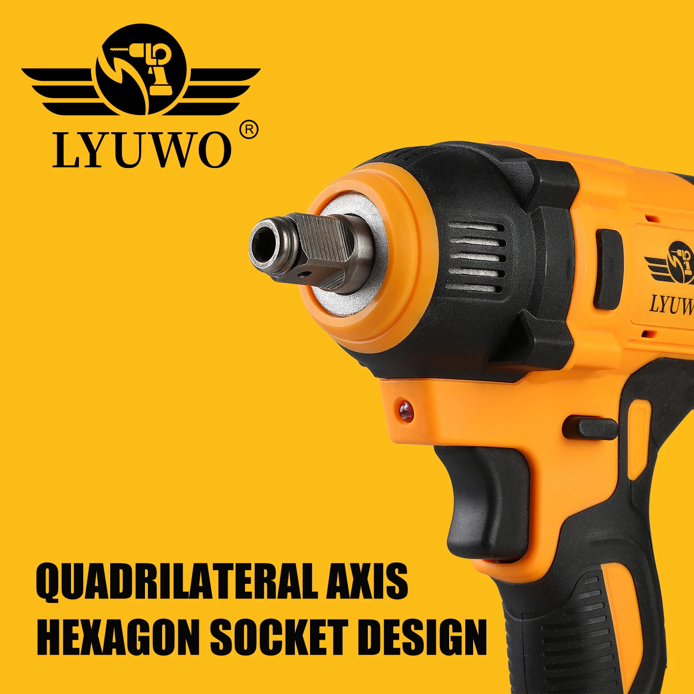 LYUWO Electric Wrench 420 Nm High Torque Air Cannon Brushless Lithium Battery Scaffolder Tire Repair Tool Impact Charging Board