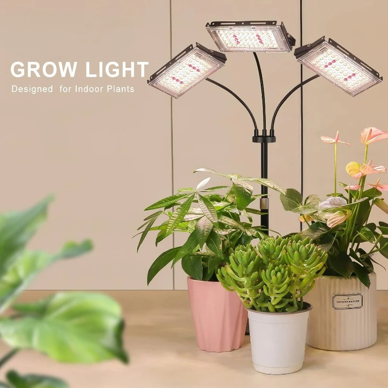 ضوء نمو النبات، ضوء نباتي ثلاثي الرؤوس كامل الطيف للنباتات الداخلية، مصباح نمو مع مؤقت 3H/6H/12H