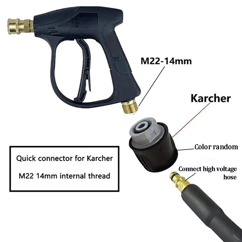 Pistol mesin cuci tekanan tinggi, 3800 PSI 5 warna koneksi cepat nozel M22 1/4 "Rilis otomatis busa salju senjata busa Pengairan