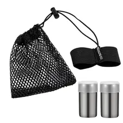Camping Seasoning Bottle 2X Small Pepper Shaker With Lid Stainless Travel Salt Container With Storage Bag For Outdoor Cooking