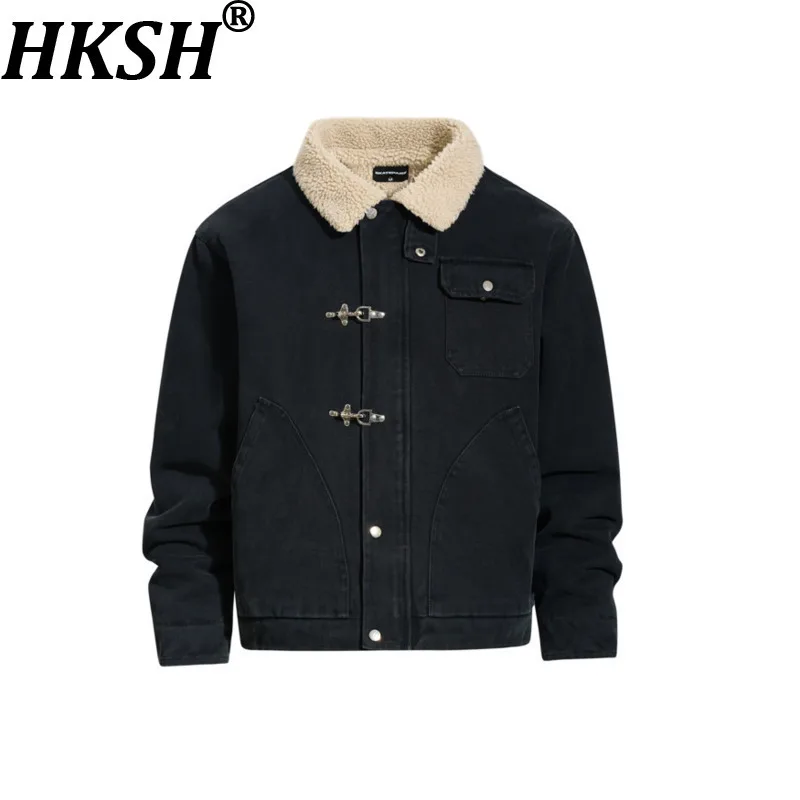 

HKSH осень-зима новая мужская сафари стиль самолет на пуговицах овечья шерсть толстая хлопковая куртка модное шикарное уличное женское пальто HK14562