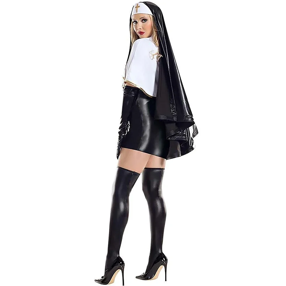 Halloween European and American Christian Nun Sister Habit Cosplay Costume Purim Drama Stage Performance Nurse Fancy Dress