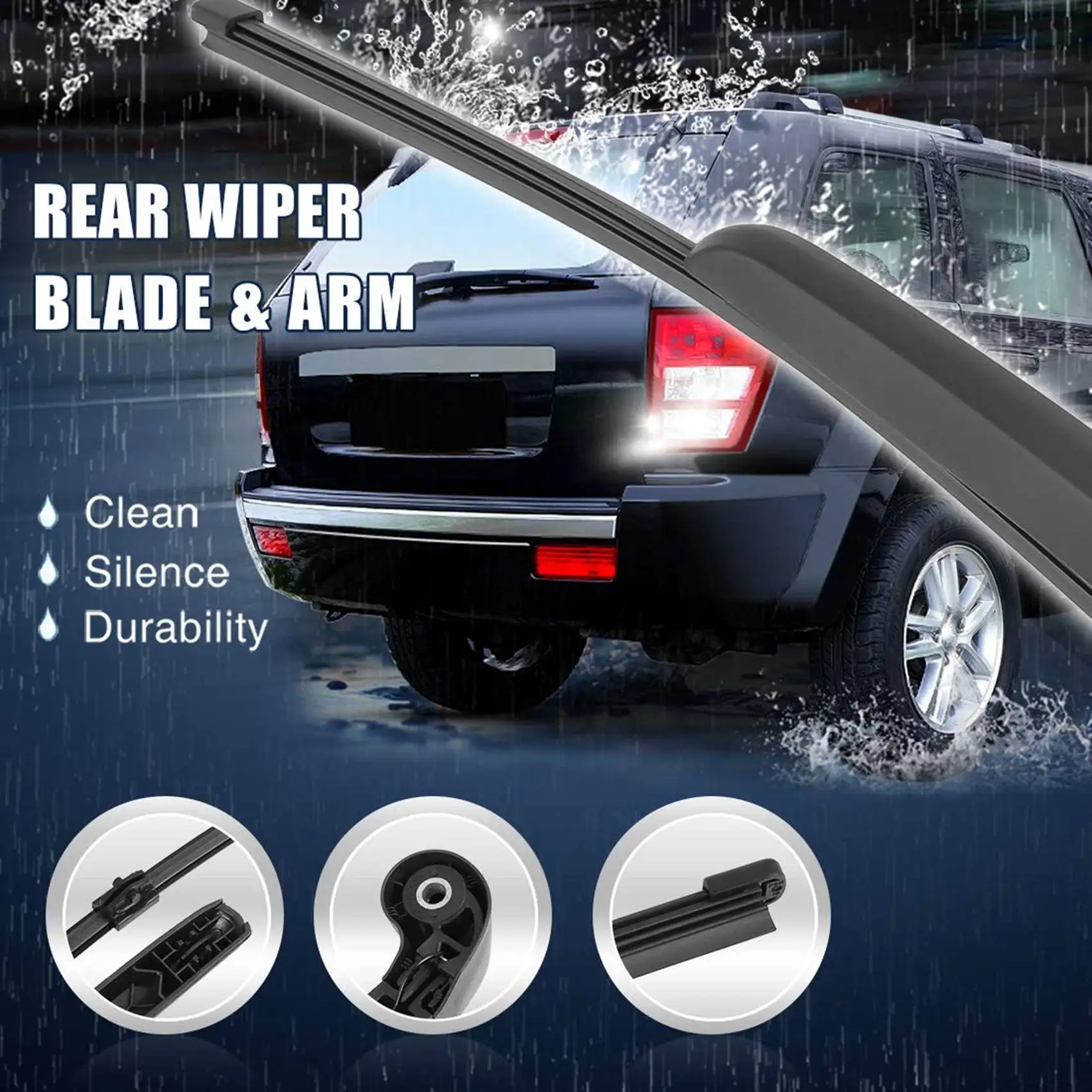 Rear Windshield Wiper Blade Arm Set 360mm 14 Inch for Touareg 2010-2018 Rear Wiper Arm & Blade