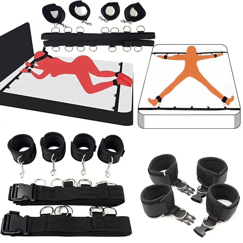 BDSM Adjustable Straps Bed Restraints Sex Bondage Kit For Couple Handcuffs Ankle Cuffs With Bondage Set SM Adult Games Sex Toys