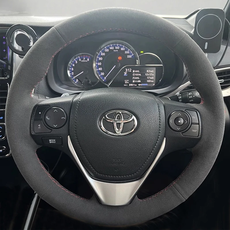 DIY Hand-sewn Car Interior Steering Wheel Cover Suede for Toyota E'Z RAV4 Auris 2013 2014 Corolla IM 2017 Scion IM 2016