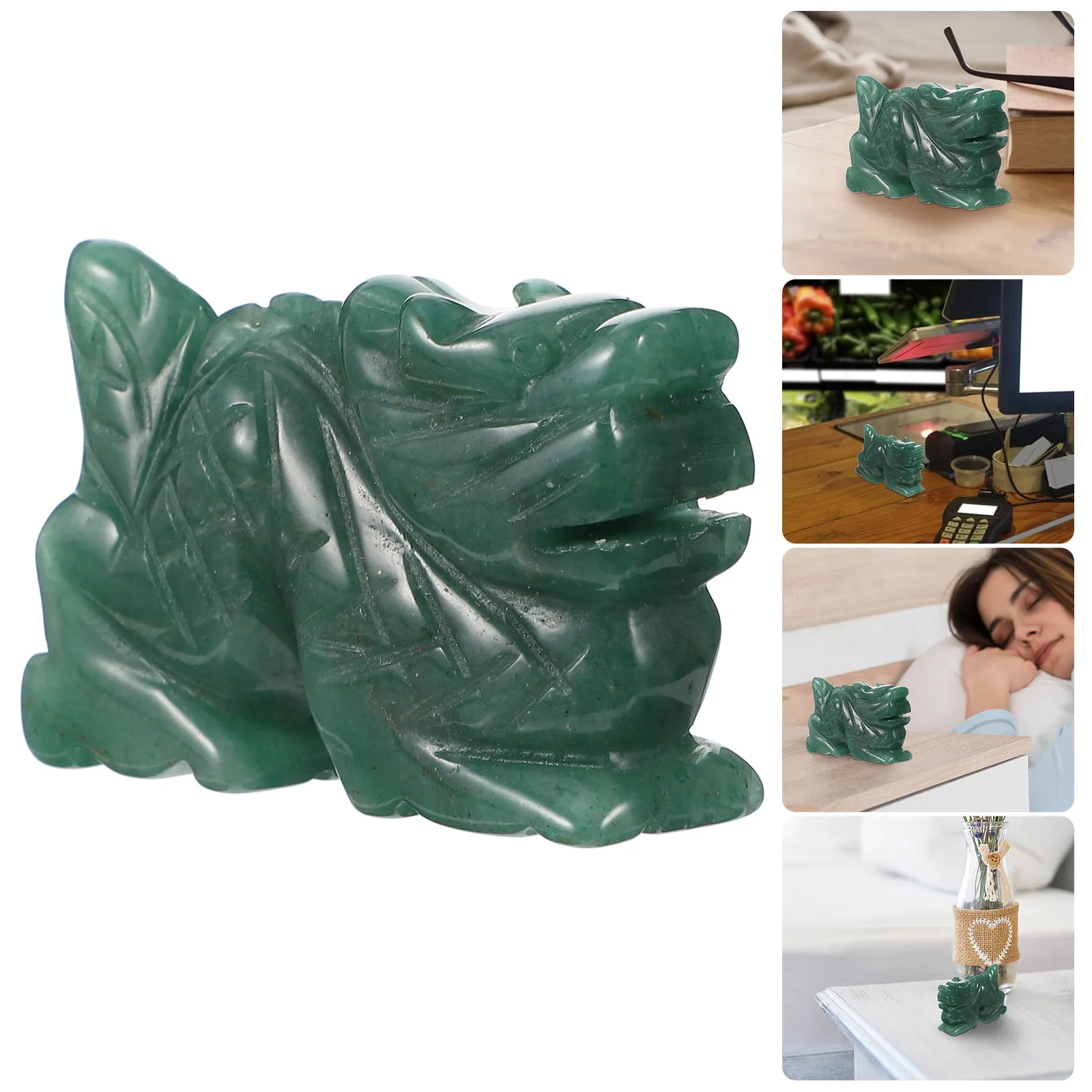 

Crystal Dragon Ornament Handmade Aventurine Sculpture Mini Dragon Craft Decor Gift Chinese Adornment Carving Figure Miniature