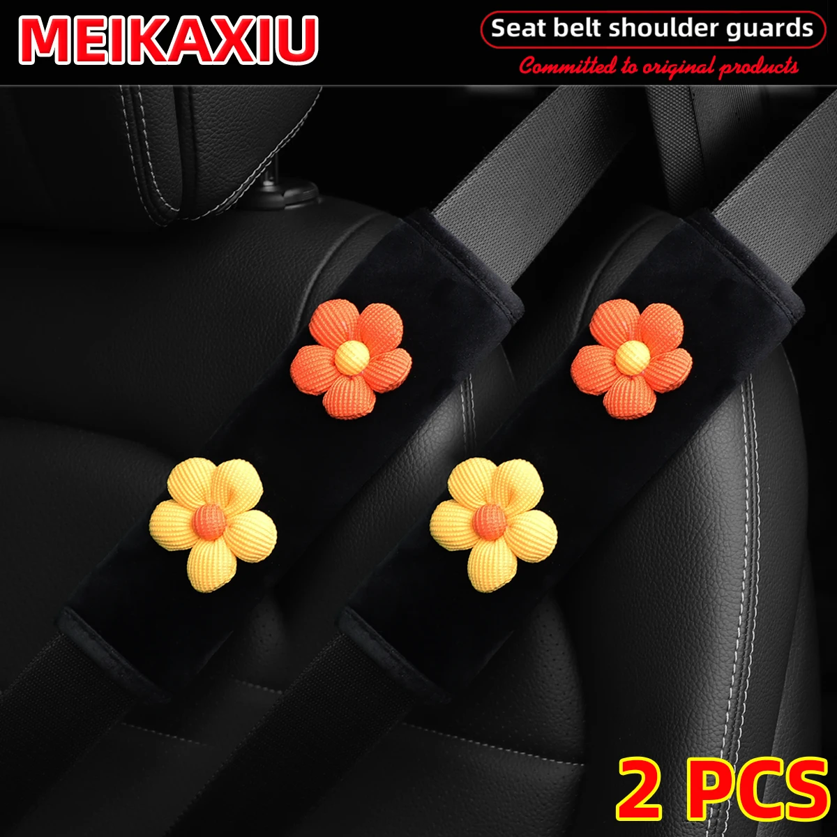 Neue Blumen-Plüsch-2er-Set, bequeme Autoschulterabdeckung, Sicherheitsgurt-Dekoration, Auto-Dekoration, modisch, Business, Rosa, Damen