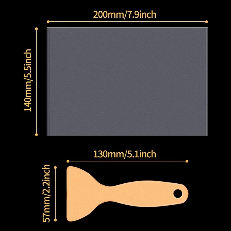 A34M-12Pcs FEP Film 200X140X0.15 مم سمك للطابعات ثلاثية الأبعاد للأشعة فوق البنفسجية، LCD SLA الراتنج، مع قطعتين من الملاعق البلاستيكية البديلة