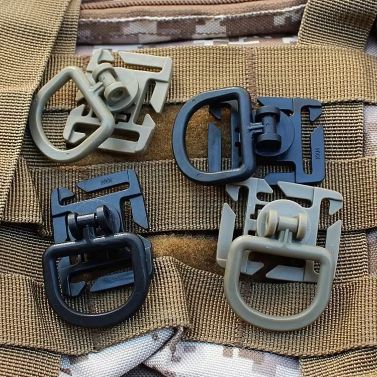 4-teiliges Set 360° drehbare D-Ring-Clips Taktisches Taschenzubehör für MOLLE-Gurtbandbefestigung Rucksäcke D-Ring Grimloc Verschluss D-Ring – Detail 3