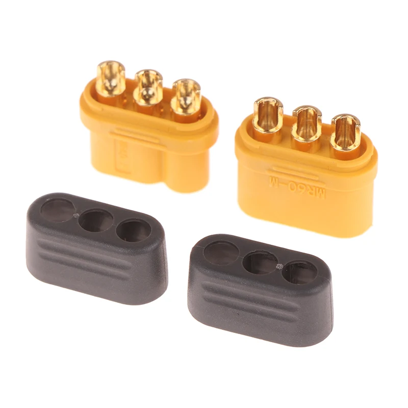 1Pair Amass MR60 Plug 3.5mm 3 Core Connector T Plug Interface Connector Sheathed With Protector Cover For RC Model