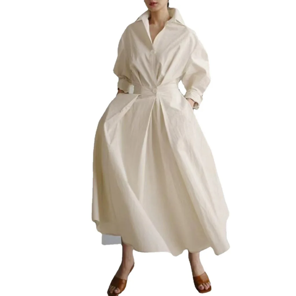 2024 Women Clothes Fashion Shirt Dress Elegant White Long Dresses Summer Casual Cardigan Maxi Dress Robe Femme Tunics